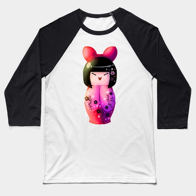 Cute Kokeshi Baseball T-Shirt by saradaboru